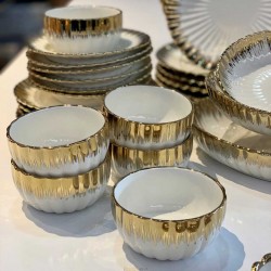 Gold Yaldızlı Porselen Yemek Seti 27 Parça