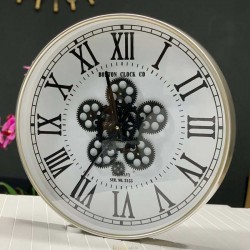 Gümüş Duvar Saati Çarklı 50cm