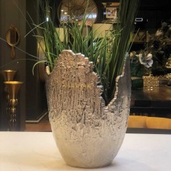 Gümüş -  Parçalı Saksı Küçük Boy Vazo