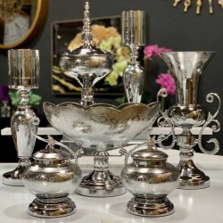 7 Parça Salon Konsol Aksesuar Seti Gümüş Gümüş