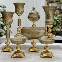 7 Parça Napoli̇ Salon Aksesuar Konsol Seti̇ Platin