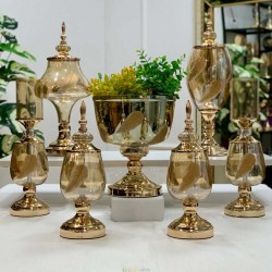 7 Parça Salon Konsol Aksesuar Seti Tüy Gold