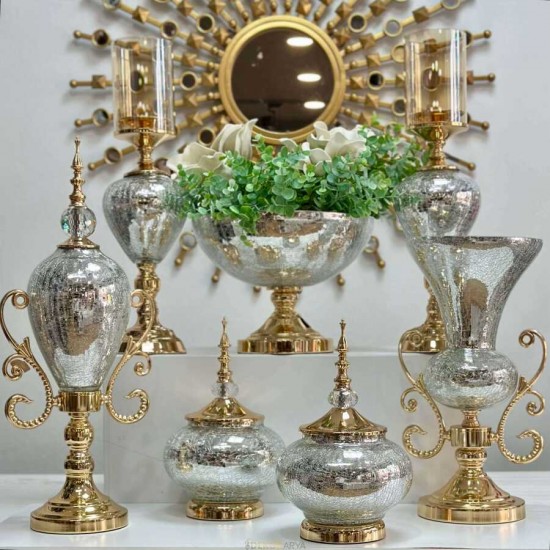 Aurora Luxe Silver Gold 7 Parça Salon Aksesuar Seti