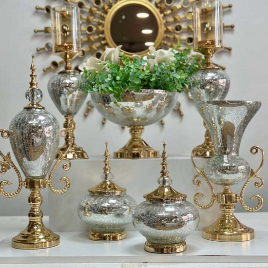 Aurora Luxe Silver Gold 7 Parça Salon Aksesuar Seti