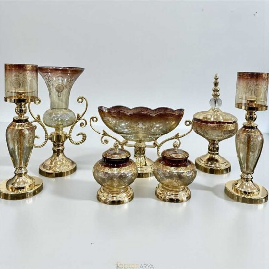 Imperial Amber Bordeaux 7 Parça Salon Aksesuar Seti