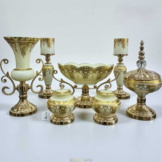 Imperial Antique Gold 7 Parça Salon Aksesuar Seti