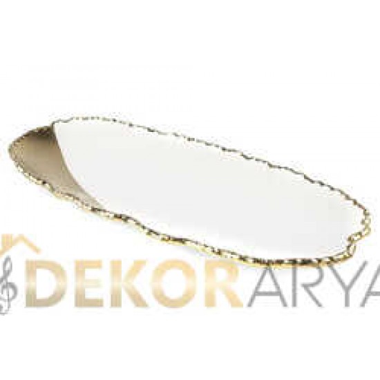 Porselen Beyaz Gold Oval Servis 49x22cm