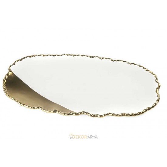 Porselen Beyaz Gold Oval Servis 49x22cm