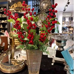 6’lı Yapay Kokina Dalı Demeti – Kırmızı Dekoratif Çiçek