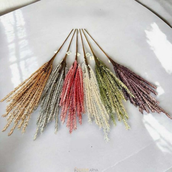 Yapay Dekoratif Pampas Dalı Turkuaz Gri