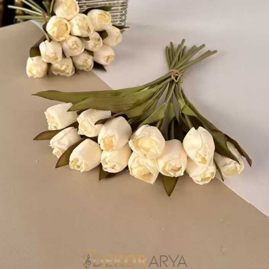 Yapay Tomurcuk Gül Demeti Beyaz